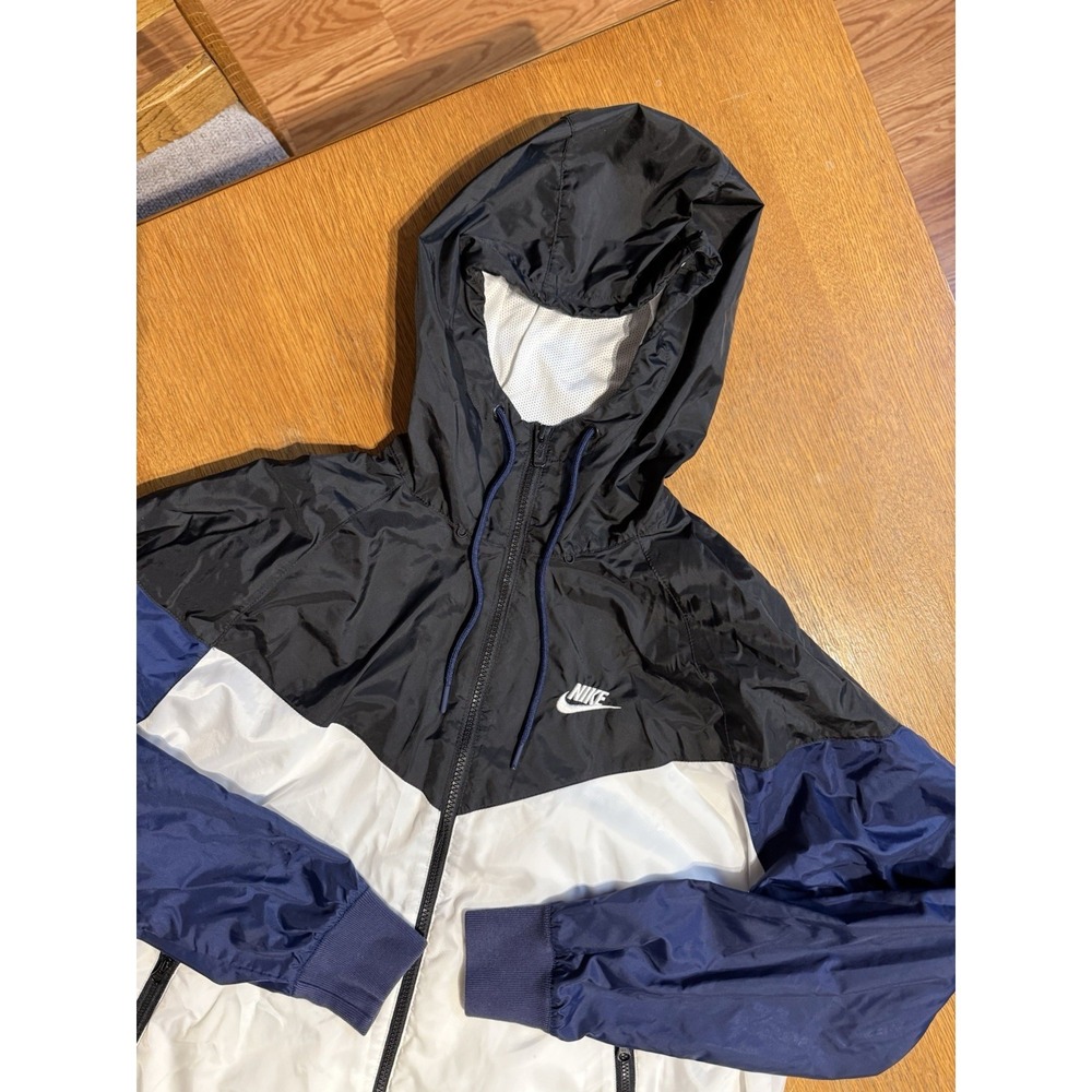 Nike Windrunner Hooded Jacket Mens M White Navy Black Full Zip AR2191-102